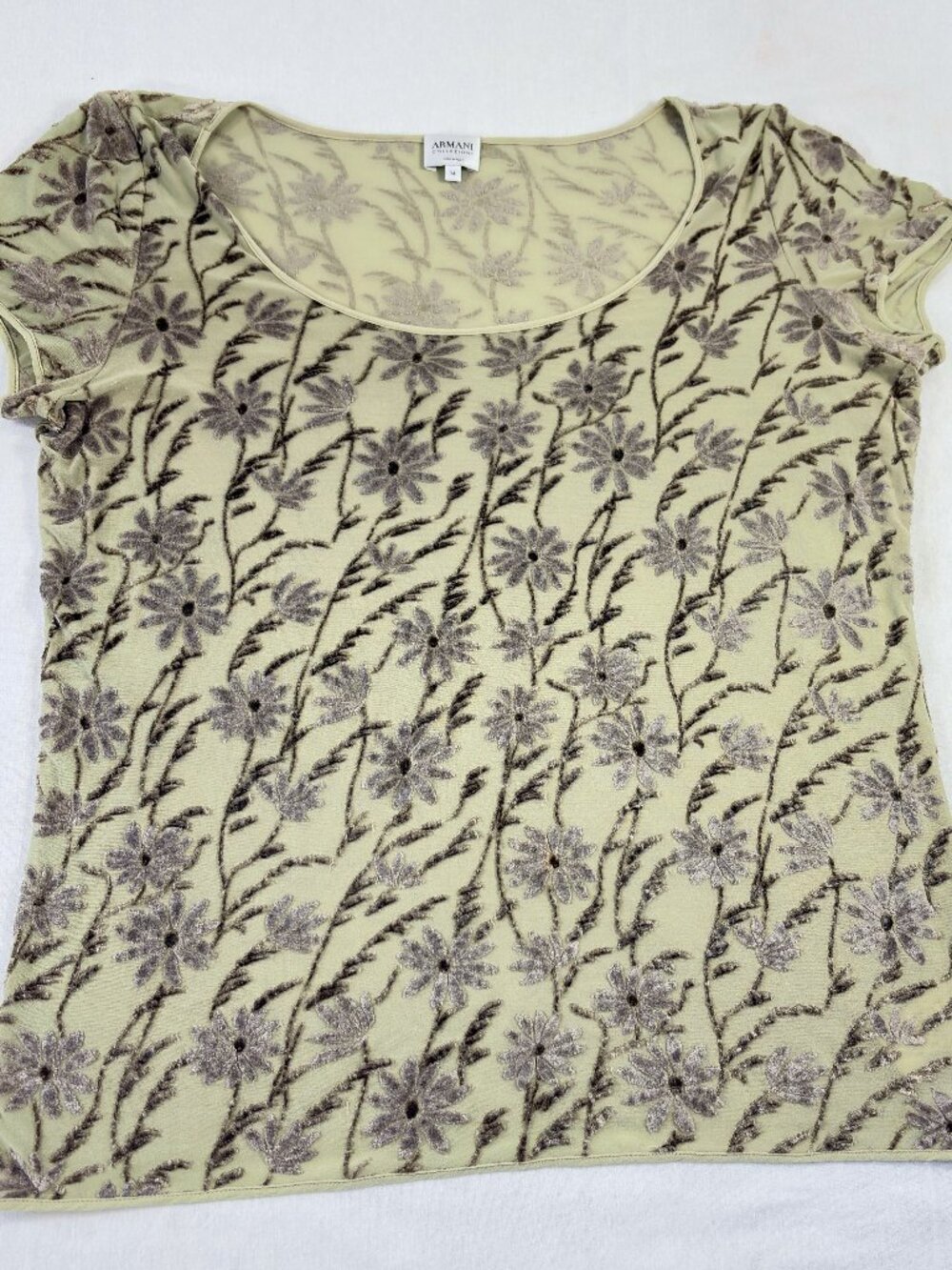 VTG Armani Collezioni Velvet Floral Texture Women's Tank Top | Scoop Neck Sz 14